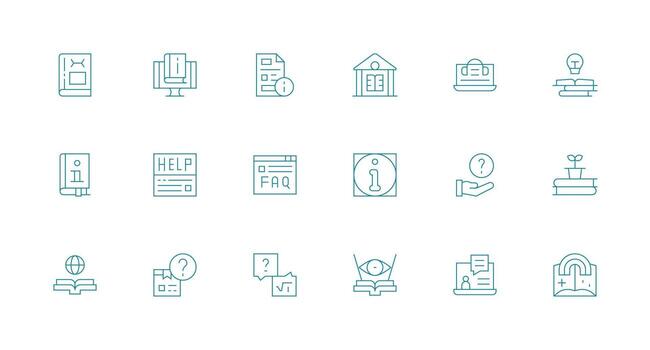 18 íconos para conocimiento base en mínimo línea formato profesional icono conjunto vector