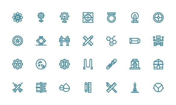 28 Icons for Engineering in Bold Line Format Detailed Icon Collection for Design Systems vector