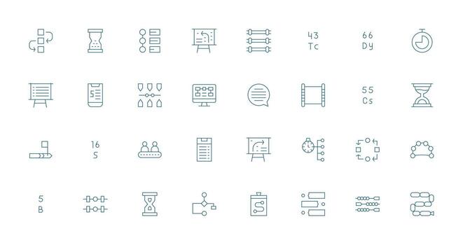 32 Icons for Sequence in Thin Line Format Sharp Icons for Presentations vector