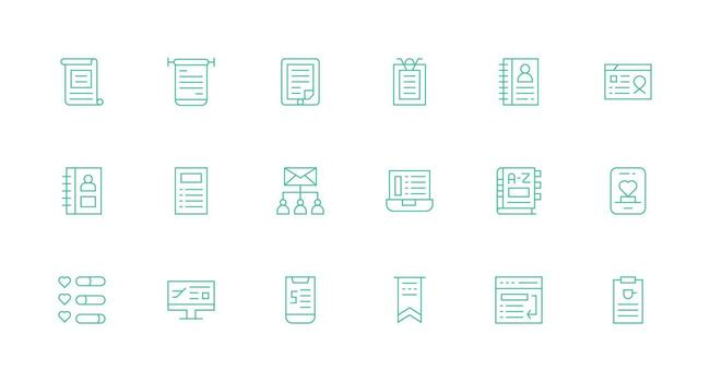 List Design Icons featuring 18 in Minimal Line Style Minimal Icon Set for Interface Projects vector