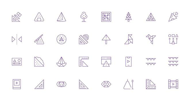 Triangle Set with 32 Thin Line Icons Versatile Icon Collection for Designers vector