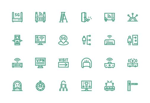 Access Point Icon Collection with 24 Thick Line Line Designs Balanced Icon Set for Functional Design vector