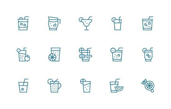 15 Regular Line Icons for Lemonade Graphics Scalable Icons for All Themes vector