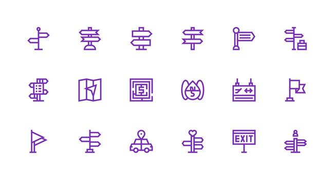 Strong Stroke Line Icons from Wayfinding Set with 18 Vectors Icon Set for Apps