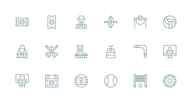 Sporting featuring 18 Icons in Minimal Line Design Smart Icon Collection vector