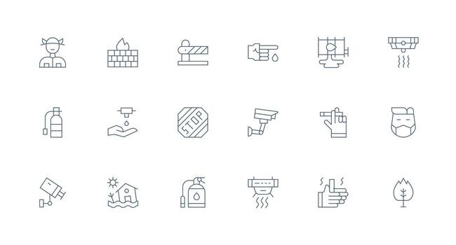 18 Minimal Line Icons for Prevention Graphics Customizable Icon Series for Mobile Screens vector