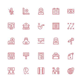 Medium Stroke Outline Icons from Blocked Set with 25 Vectors UI-Ready Icon Collection