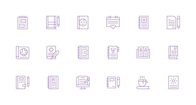 diario conjunto con 18 mínimo línea íconos de múltiples fines icono conjunto vector