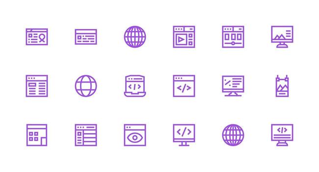 18 Strong Stroke Line Icons for Web Page Graphics High-Resolution Icons for Any Platform vector