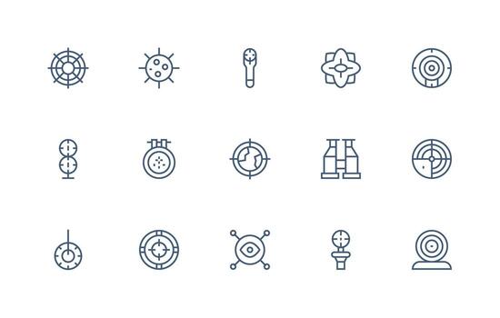 Scope Icon Set with 15 Regular Line Graphics Outline Icon Pack vector