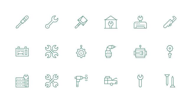 Minimal Line Icons from Fixing Set with 18 Vectors Simplified Icon Pack for Visual Tools
