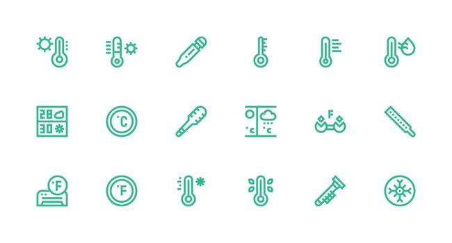 fuerte carrera línea estilo Fahrenheit íconos con 18 vectores íconos construido para visual consistencia paquete