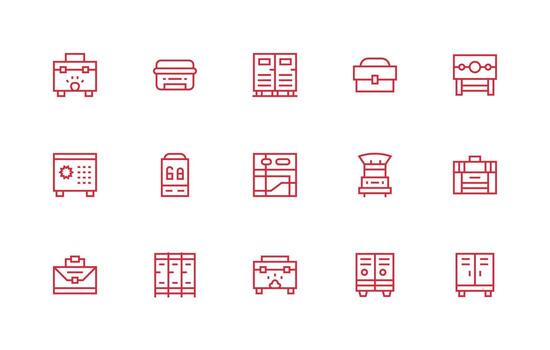 15 Regular Line Designs for Locker Icons High-Resolution Icons for Any Platform vector