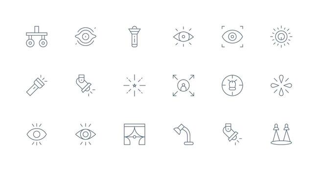 Spotlight Icon Set with 18 Minimal Line Graphics Icon Set for Web vector