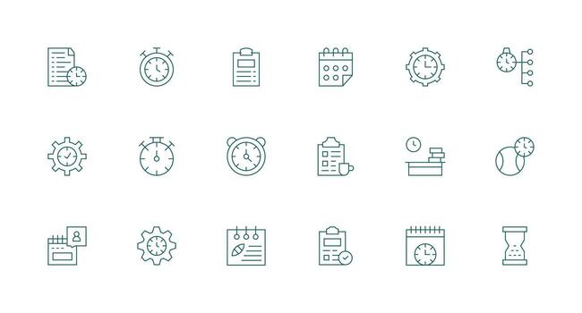 18 mínimo línea íconos para tarea administración gráficos bien estructurado íconos para creativo utilizar vector