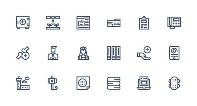 administración visual paquete conteniendo 18 fuerte carrera línea íconos núcleo icono colección para diario Tareas vector