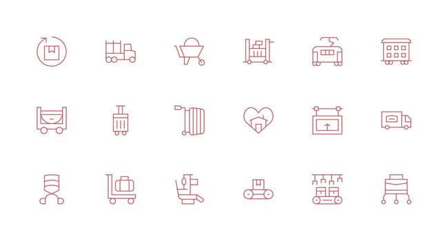 Moving Visual Pack containing 18 Minimal Line Icons Basic Icon Series vector
