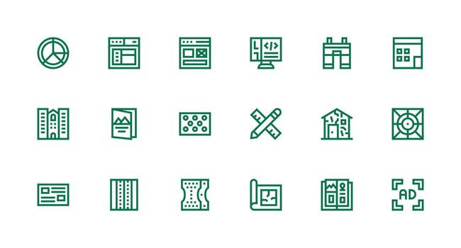 Layout featuring 18 Icons in Strong Stroke Line Design Modern Line and Glyph Icon Series vector