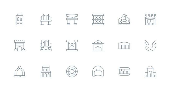 Arch Icon Set with 18 Minimal Line Graphics Well-Structured Icons for Creative Use vector