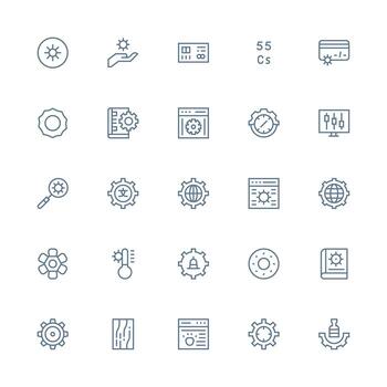 parámetros incluso 25 medio carrera contorno ilustraciones sensible icono conjunto para flexible diseños vector