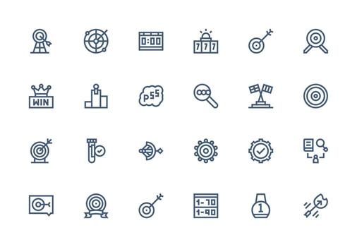 Result Design Icons featuring 24 in Thick Line Line Style Fully Editable Icon Set for Web vector