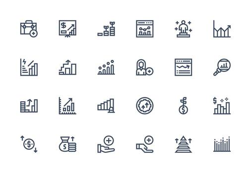 Increase Design Icons featuring 24 in Thick Line Line Style Simplified Icon Pack for Visual Tools vector