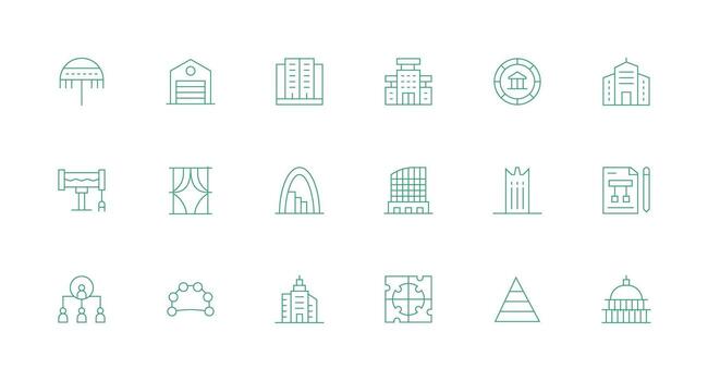 Structure Visual Pack containing 18 Minimal Line Icons Flexible Icon System for Web Interfaces vector