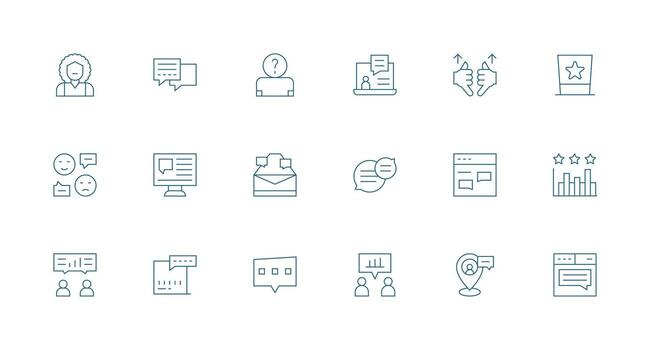 usuario realimentación visual paquete conteniendo 18 mínimo línea íconos alta resolución íconos para ninguna plataforma vector