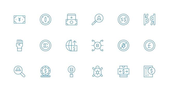 Digital Currency featuring 18 Icons in Minimal Line Design All Device Compatible Icon Set vector