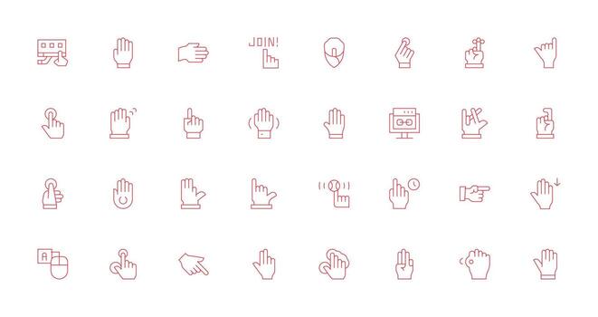 32 íconos para hacer clic en Delgado línea formato aplicación icono paquete vector