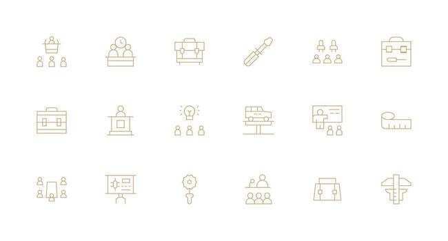 taller diseño íconos presentando 18 en mínimo línea estilo mínimo icono conjunto para interfaz proyectos vector