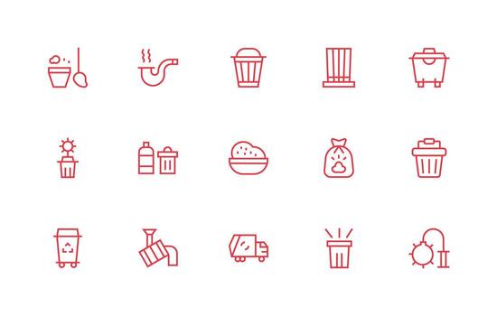 15 Disposal Icons in Regular Line Aesthetic Balanced Icon Set for Functional Design vector