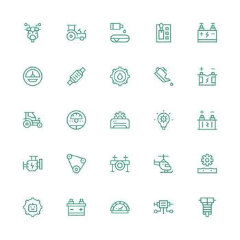 Engine Icon Set with 25 Medium Stroke Outline Graphics Icon Pack for UI vector