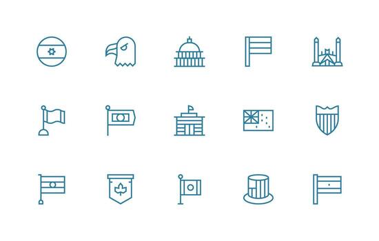 Regular Line Icons from National Set with 15 Vectors Icons Built for Visual Consistency Pack