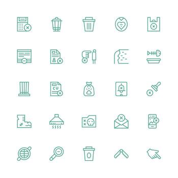 Remove Design Icons featuring 25 in Medium Stroke Outline Style Balanced Icon Set for Functional Design vector