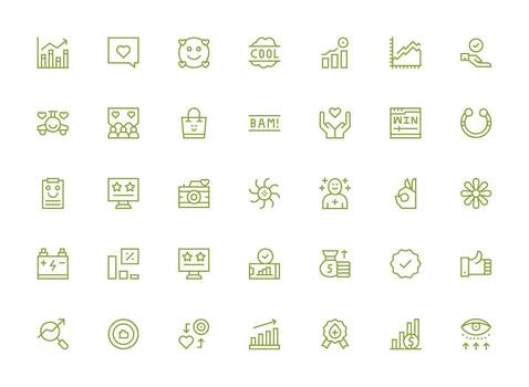 Positive Design Icons featuring 35 in Regular Clean Line Style Interface Icon Collection for Daily Projects vector