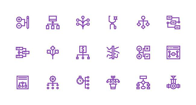 derivación icono colección con 18 fuerte carrera línea diseños íconos construido para visual consistencia paquete vector