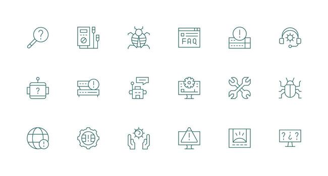 18 Minimal Line Vectors for Troubleshooting Theme Icon Pack for UI