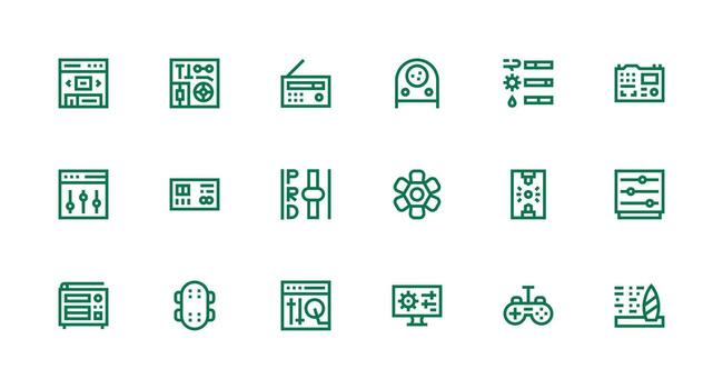Controls Design Icons featuring 18 in Strong Stroke Line Style Icon Set vector