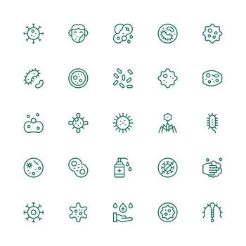Medium Stroke Outline Style Bacteria Icons with 25 Vectors UI and UX Focused Icon Collection