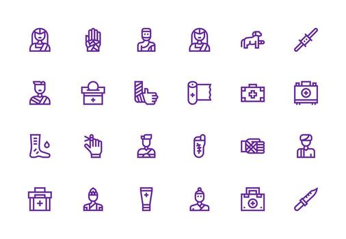 24 Thick Line Line Icons for Bandage Graphics UI and UX Focused Icon Collection vector
