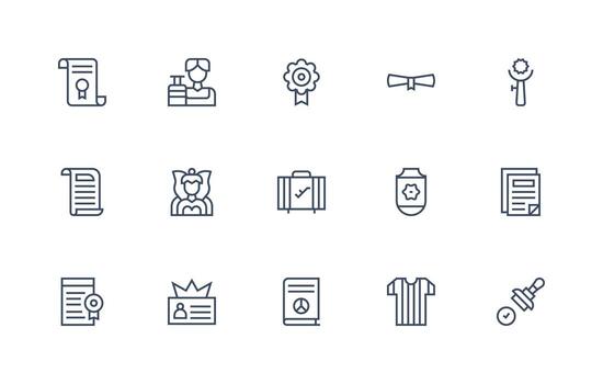 15 Icons for Official in Regular Line Format Layout Icon Collection vector
