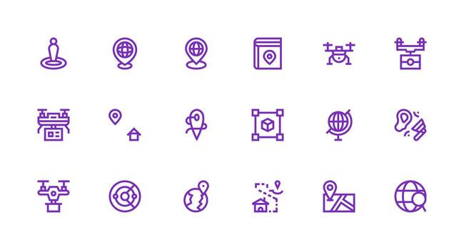 Mapping Icon Collection with 18 Strong Stroke Line Designs Scalable Icons for All Themes vector
