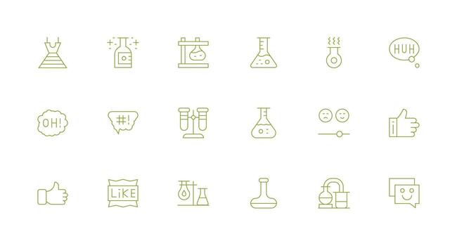 18 Minimal Line Icons for Reaction Graphics Core Icon Collection for Daily Tasks vector