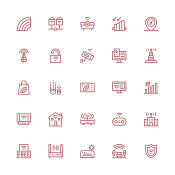 Wifi icono colección con 25 medio carrera contorno diseños escalable íconos para multiplataforma interfaces vector