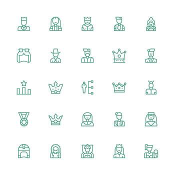 Leader featuring 25 Icons in Medium Stroke Outline Design Simplified Icon Pack for Visual Tools vector