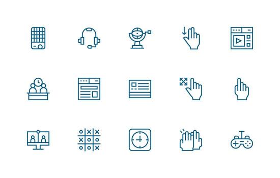 Interactive Icon Set with 15 Regular Line Graphics Professional Icon Pack for Development Work vector