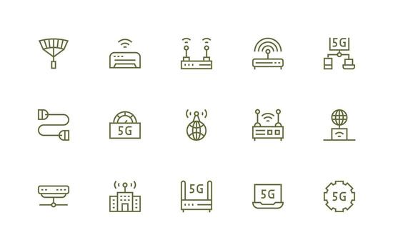 15 Icons for Modem in Regular Line Format Neutral Style Icons for Any Project vector