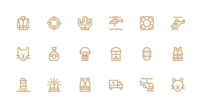 18 fuerte carrera línea íconos para rescate gráficos claro y conciso icono conjunto colección vector