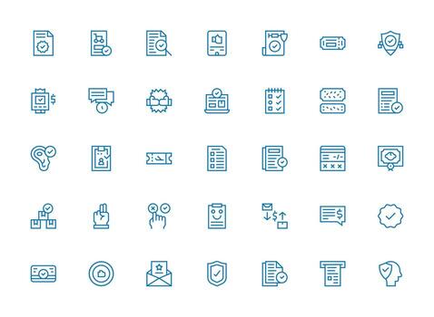 Confirmation Icon Set with 35 Regular Clean Line Graphics Customizable Icon Series for Mobile Screens vector